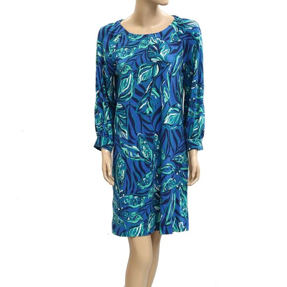 Lilly Pulitzer Elianna Cotton T-Shirt Tunic Mini Dress Leaf Printed XXS 282371 - Picture 6 of 9